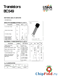 Datasheet BC549 manufacturer USHA