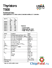 Datasheet T500/14 manufacturer USHA