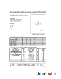 Datasheet UTCMMBT3904 manufacturer UTC