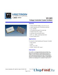 Datasheet VC-501-DFC-GAL-102 manufacturer Vectron