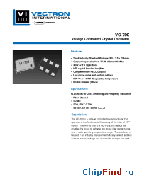Datasheet VC-700-DFF-GAM manufacturer Vectron