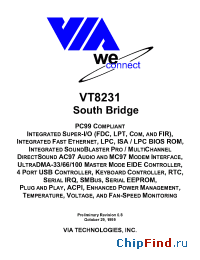 Datasheet VT8231SOUTHBRIDGE manufacturer VIA