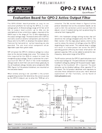 Datasheet QPO-2EVAL1 manufacturer Vicor