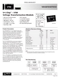 Datasheet V048F040T050 manufacturer Vicor