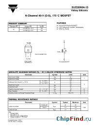 Datasheet SUD30N04-10 manufacturer Vishay