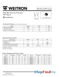 Datasheet MUN5113DW manufacturer Weitron