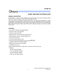 Datasheet W78C54/P/F manufacturer Winbond