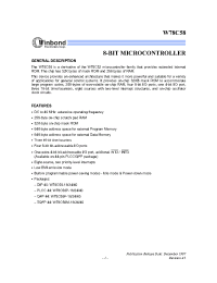 Datasheet W78C58/P/F manufacturer Winbond