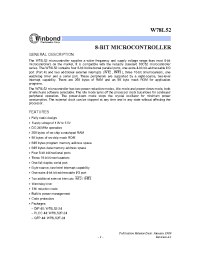 Datasheet W78L52/P/F manufacturer Winbond