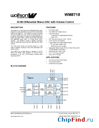 Datasheet WM8718SEDS/R manufacturer Wolfson