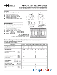 Datasheet KBPC1502GW manufacturer WTE