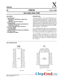 Datasheet X20C04-25 manufacturer Xicor