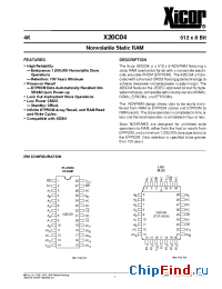 Datasheet X20C04DI-15 manufacturer Xicor