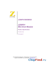 Datasheet EZ80F915005MOD manufacturer Zilog