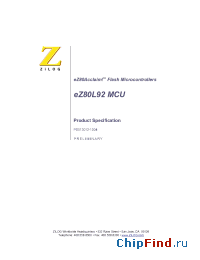 Datasheet EZ80L92AZ050EC manufacturer Zilog