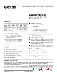 Datasheet Z86C0208PSC manufacturer Zilog