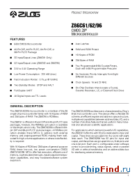 Datasheet Z86C61 manufacturer Zilog