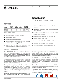 Datasheet Z86C8316SSC manufacturer Zilog