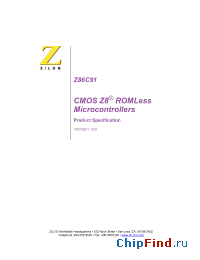 Datasheet Z86C91 manufacturer Zilog