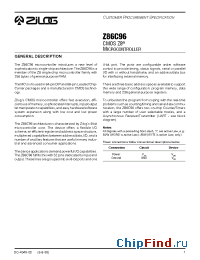 Datasheet Z86C96 manufacturer Zilog