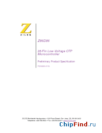 Datasheet Z86D86 manufacturer Zilog