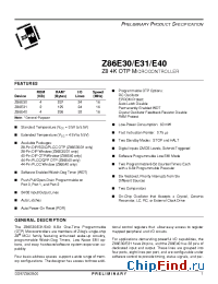 Datasheet Z86E3016FEE manufacturer Zilog
