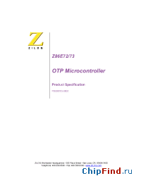 Datasheet Z86E7216FSC manufacturer Zilog