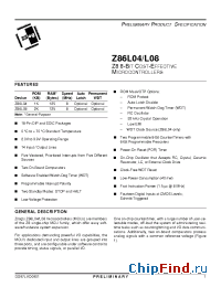 Datasheet Z86L0408PSC manufacturer Zilog