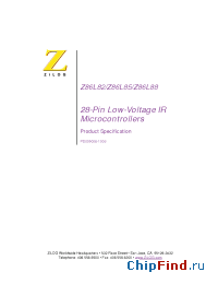 Datasheet Z86L8208SSC manufacturer Zilog