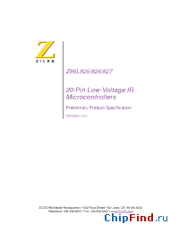 Datasheet Z86L825PZ008SC manufacturer Zilog