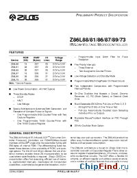 Datasheet Z86L8708PSC manufacturer Zilog