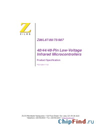 Datasheet Z86L8908HSCRXXXX manufacturer Zilog