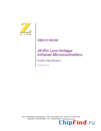 Datasheet Z86L9808SSC manufacturer Zilog