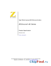 Datasheet Z8F0113PH005SC manufacturer Zilog