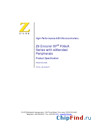 Datasheet Z8F081AHH020EC manufacturer Zilog