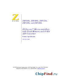 Datasheet Z8F1601VN020SC manufacturer Zilog