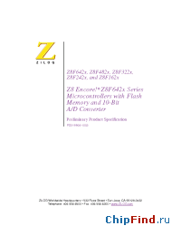 Datasheet Z8F6422 manufacturer Zilog