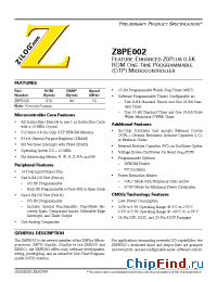 Datasheet Z8PE002SZ010SC manufacturer Zilog